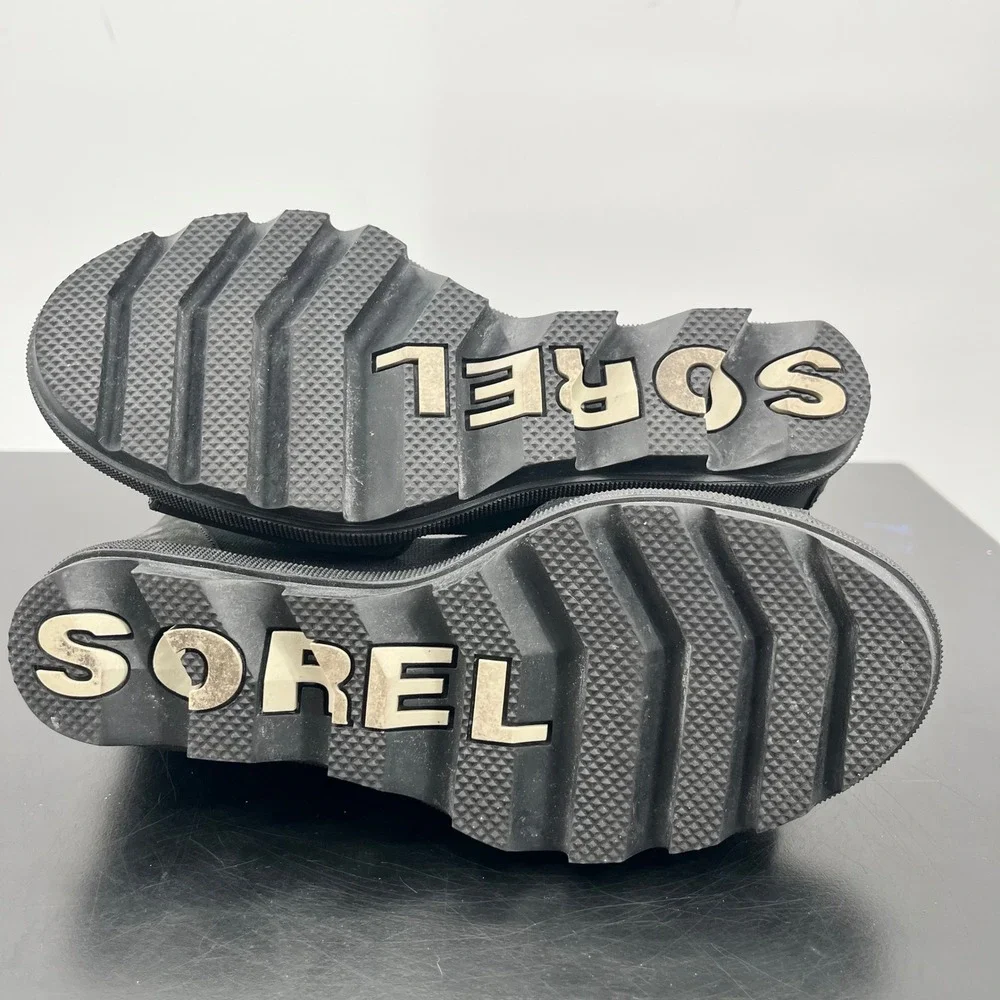 Sorel Joanie II Wedge Sandals Womens 6.5 Black Leather Ankle Strap NL3217-010